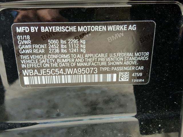 WBAJE5C54JWA95073 - 2018 BMW 540 I BLACK photo 10