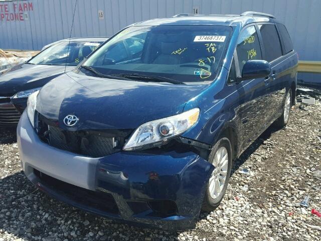 5TDYK3DC8BS061230 - 2011 TOYOTA SIENNA XLE BLUE photo 2