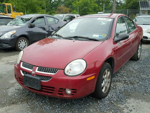 1B3ES56C45D284104 - 2005 DODGE NEON SXT RED photo 2