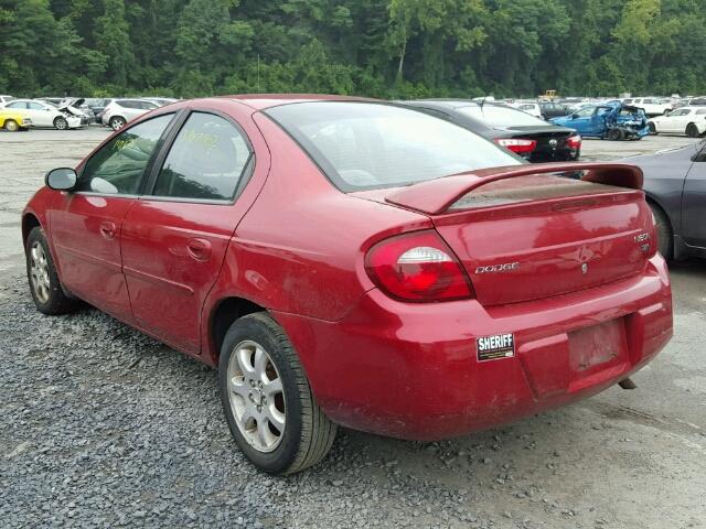 1B3ES56C45D284104 - 2005 DODGE NEON SXT RED photo 3