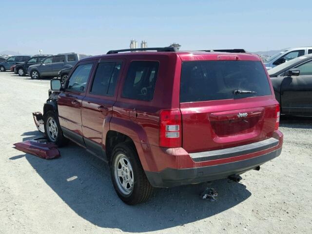 1C4NJPBA8ED685236 - 2014 JEEP PATRIOT SP BURGUNDY photo 3