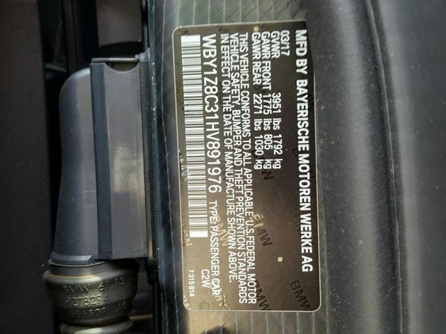 WBY1Z8C31HV891976 - 2017 BMW I3 REX BLACK photo 10