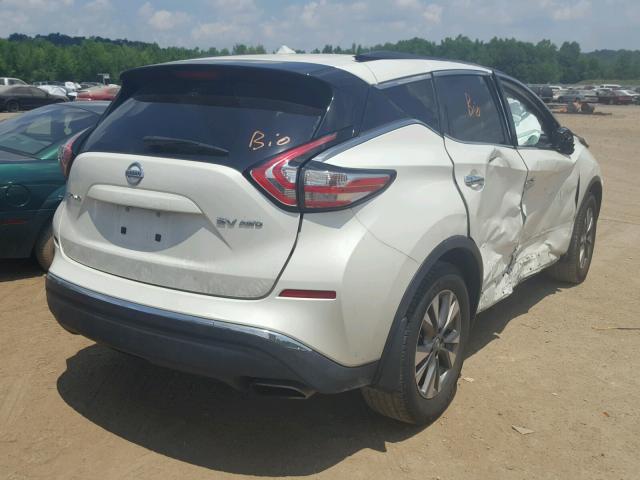 5N1AZ2MH9FN236773 - 2015 NISSAN MURANO WHITE photo 4