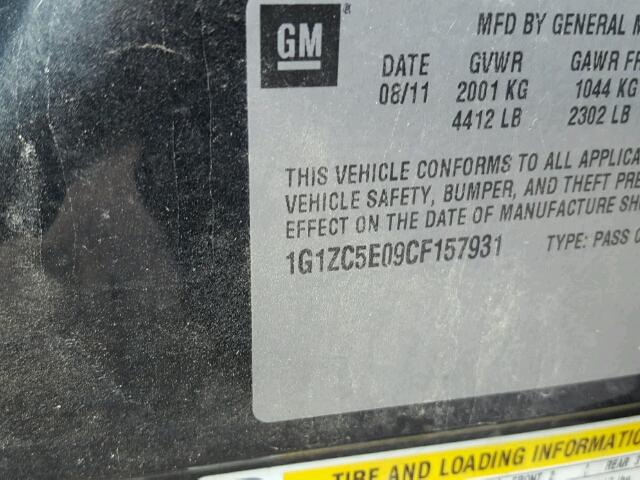 1G1ZC5E09CF157931 - 2012 CHEVROLET MALIBU 1LT 黑色 照片 10