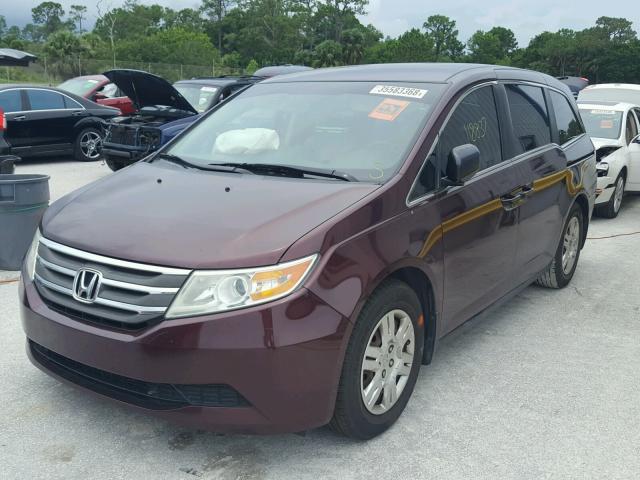 5FNRL5H20CB098633 - 2012 HONDA ODYSSEY LX BURGUNDY photo 2