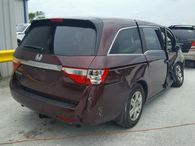 5FNRL5H20CB098633 - 2012 HONDA ODYSSEY LX BURGUNDY photo 4