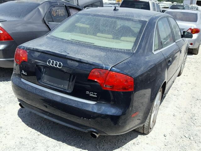 WAUDF78E48A048001 - 2008 AUDI A4 2.0T QU BLUE photo 4