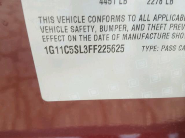 1G11C5SL3FF225625 - 2015 CHEVROLET MALIBU 1LT 红色 照片 10