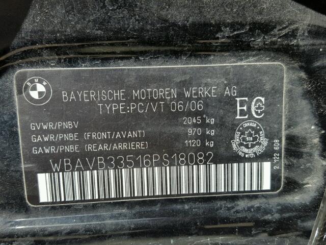 WBAVB33516PS18082 - 2006 BMW 330 I BLACK photo 10