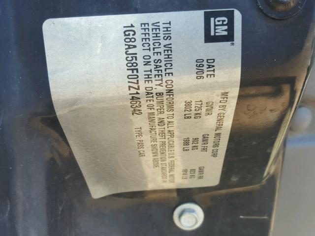 1G8AJ58F07Z146342 - 2007 SATURN ION LEVEL GRAY photo 10