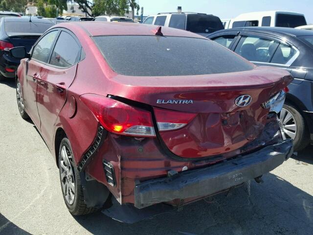 5NPDH4AE8DH186360 - 2013 HYUNDAI ELANTRA RED photo 3