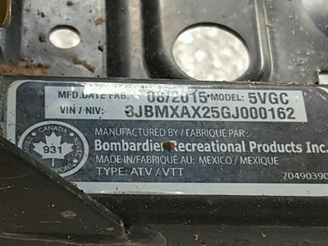 3JBMXAX25GJ000162 - 2016 CAN-AM RENEGADE X 白色 照片 10