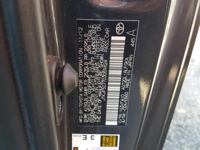 JTKJF5C77D3059424 - 2013 TOYOTA SCION TC 灰色 照片 10