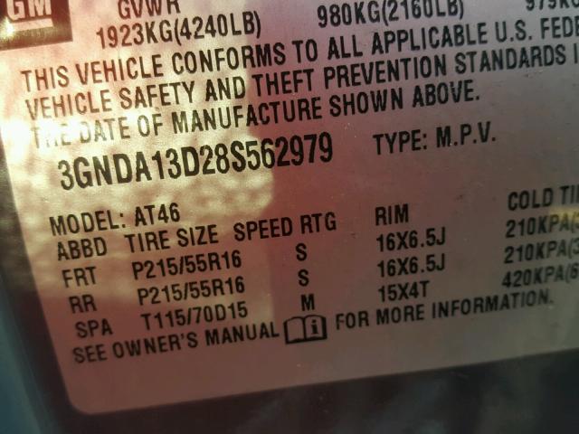 3GNDA13D28S562979 - 2008 CHEVROLET HHR LS GRAY photo 10