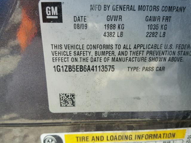 1G1ZB5EB6A4113575 - 2010 CHEVROLET MALIBU LS GRAY photo 10