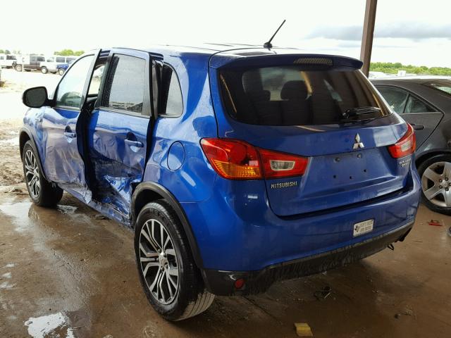 JA4AP3AU1GZ063644 - 2016 MITSUBISHI OUTLANDER BLUE photo 3