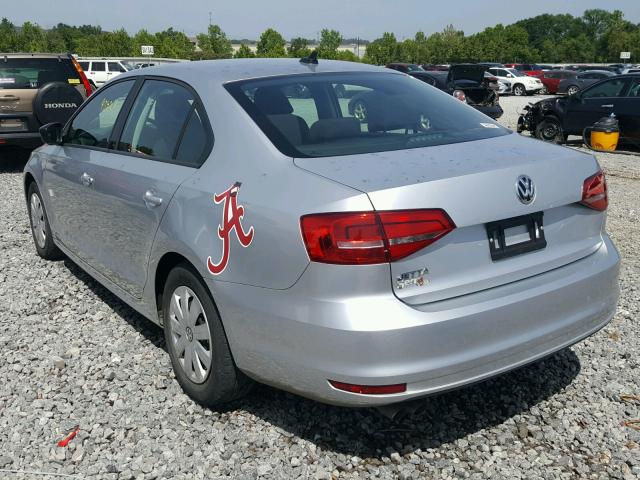 3VW2K7AJXFM279785 - 2015 VOLKSWAGEN JETTA BASE SILVER photo 3