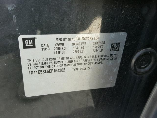 1G11C5SL6EF164382 - 2014 CHEVROLET MALIBU 1LT 石墨色 照片 10