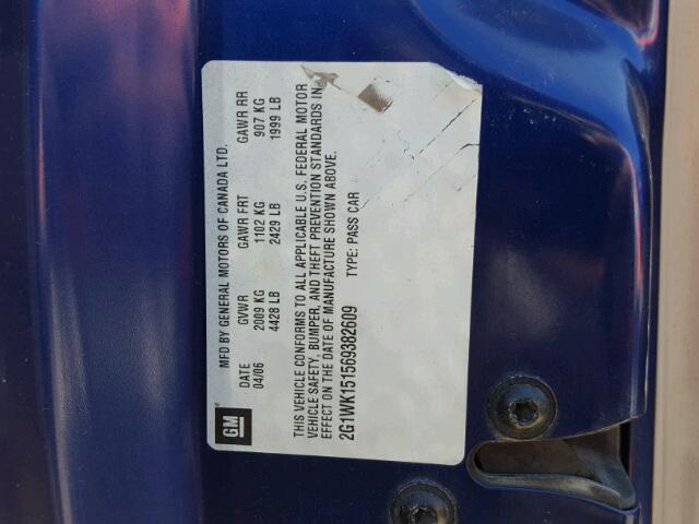 2G1WK151569382609 - 2006 CHEVROLET MONTE CARL ლურჯი ფოტო 10