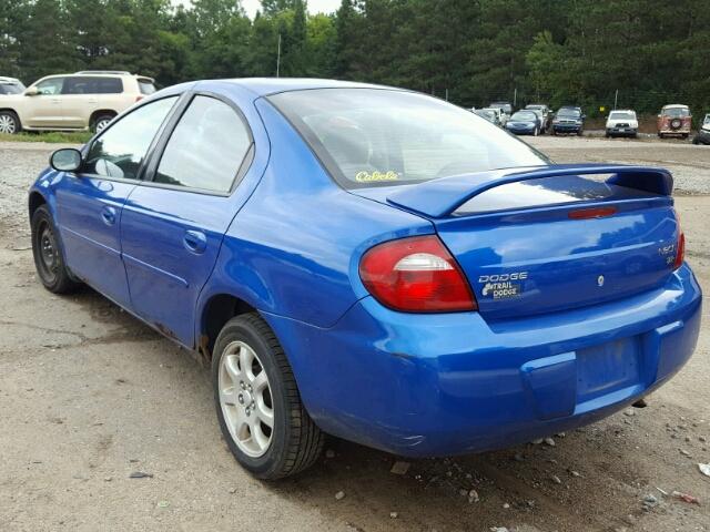 1B3ES56C34D645451 - 2004 DODGE NEON BLUE photo 3