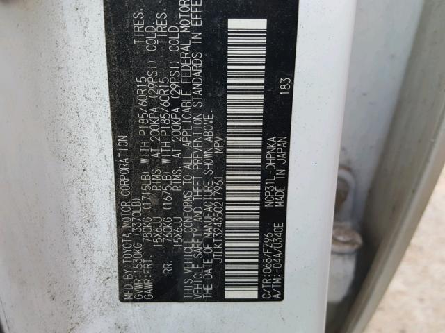 JTLKT324350217961 - 2005 TOYOTA SCION XB Ağ foto 10