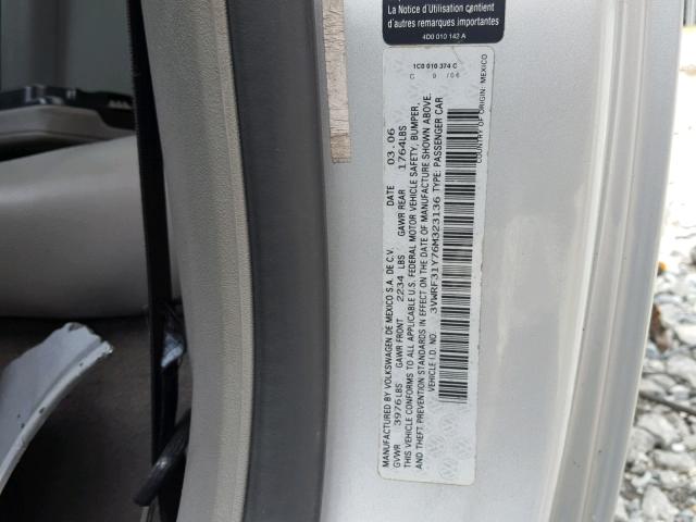 3VWRF31Y76M323136 - 2006 VOLKSWAGEN NEW BEETLE 银色 照片 10