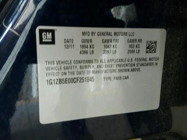 1G1ZB5E00CF251845 - 2012 CHEVROLET MALIBU LS Mavi foto 10