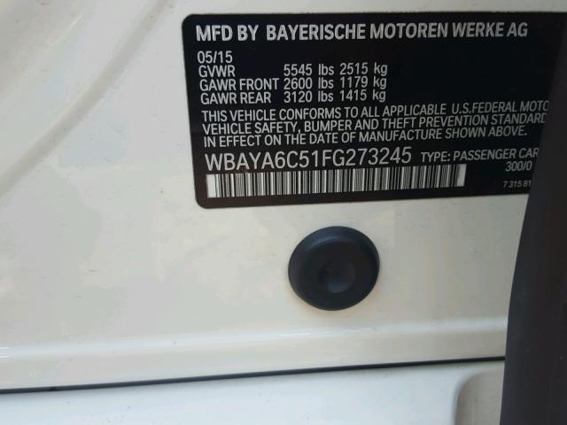 WBAYA6C51FG273245 - 2015 BMW 740 I WHITE photo 10