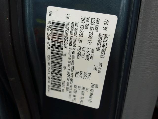 1D4GP25R06B632106 - 2006 DODGE CARAVAN SE GRAY photo 10