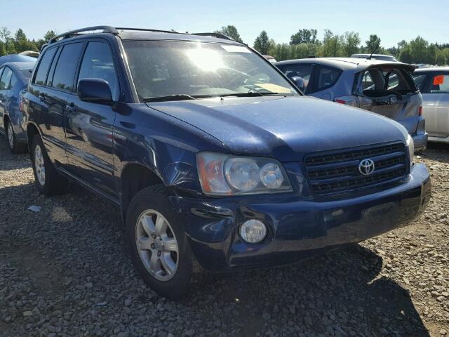 JTEHF21A410031463 - 2001 TOYOTA HIGHLANDER BLUE photo 1