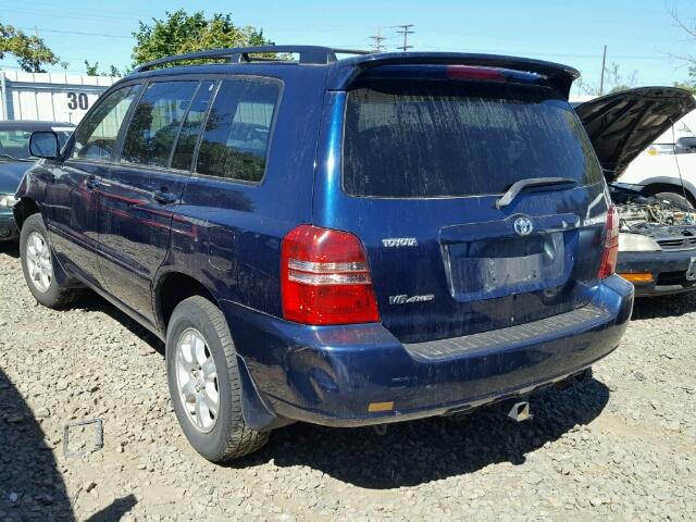 JTEHF21A410031463 - 2001 TOYOTA HIGHLANDER BLUE photo 3