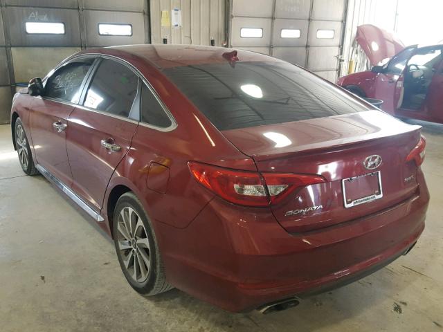 5NPE34AF2FH099925 - 2015 HYUNDAI SONATA SPO RED photo 3