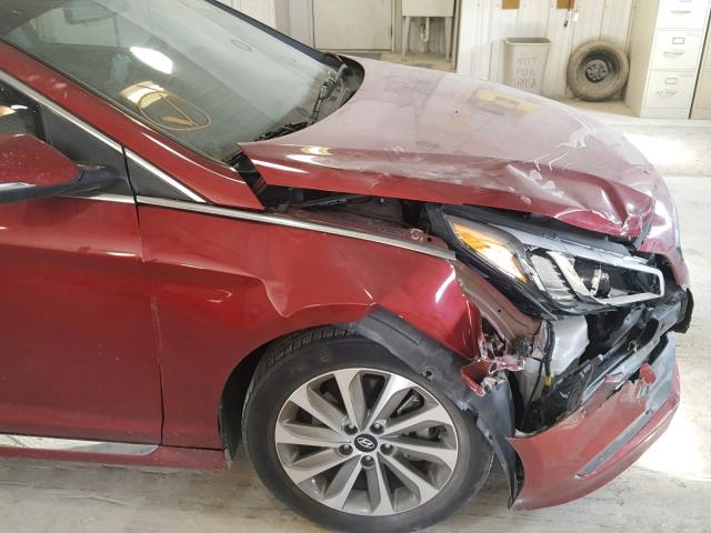 5NPE34AF2FH099925 - 2015 HYUNDAI SONATA SPO RED photo 9