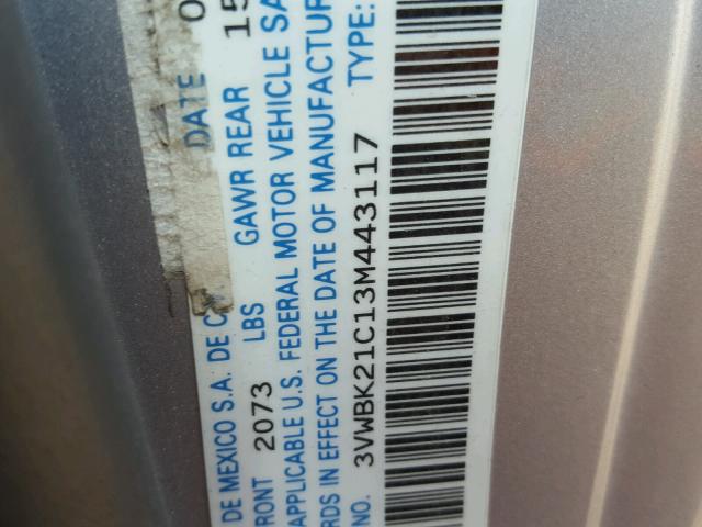 3VWBK21C13M443117 - 2003 VOLKSWAGEN NEW BEETLE 银色 照片 10