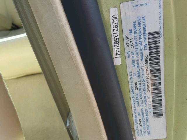 3VWCA21C2YM409881 - 2000 VOLKSWAGEN NEW BEETLE 绿色 照片 10