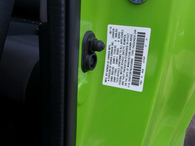 2HGFC3B7XGH359960 - 2016 HONDA CIVIC EXL 绿色 照片 10