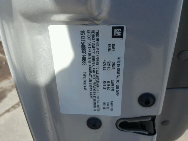 1G1ZT54885F140533 - 2005 CHEVROLET MALIBU LS Gümüş foto 10