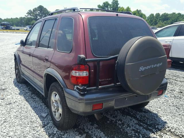 KNDJB723925154632 - 2002 KIA SPORTAGE MAROON photo 3