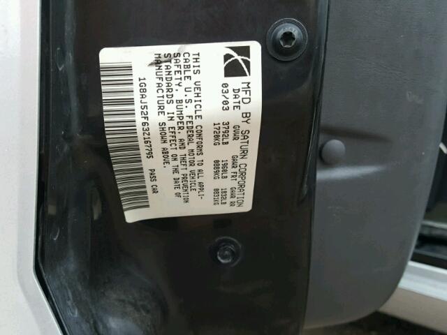 1G8AJ52F63Z167795 - 2003 SATURN ION LEVEL 银色 照片 10
