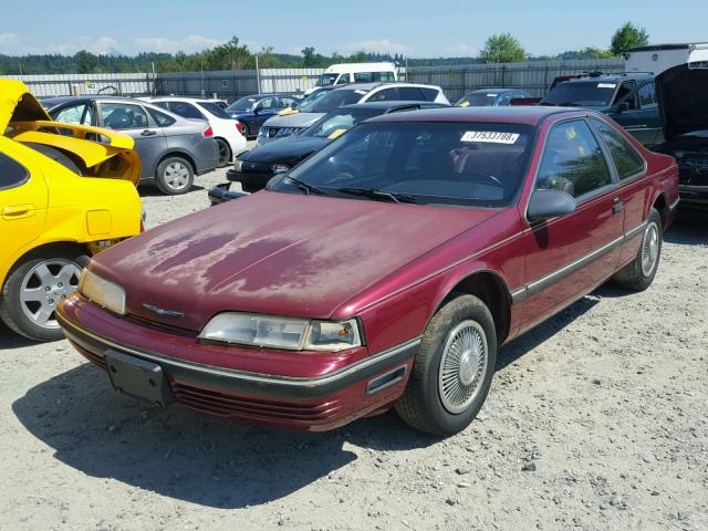 1FAPP6241LH180775 - 1990 FORD THUNDERBIR BURGUNDY photo 2