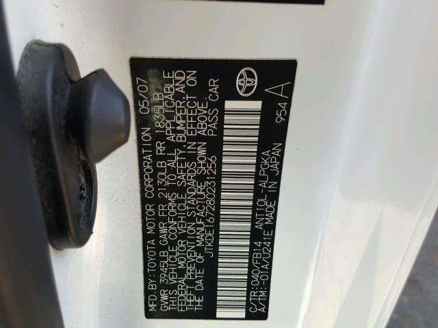 JTKDE167280231256 - 2008 TOYOTA SCION TC 白色 照片 10