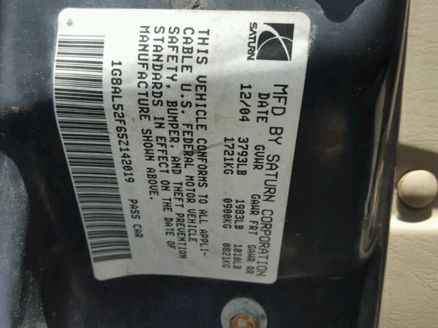 1G8AL52F65Z142019 - 2005 SATURN ION LEVEL MAROON photo 10