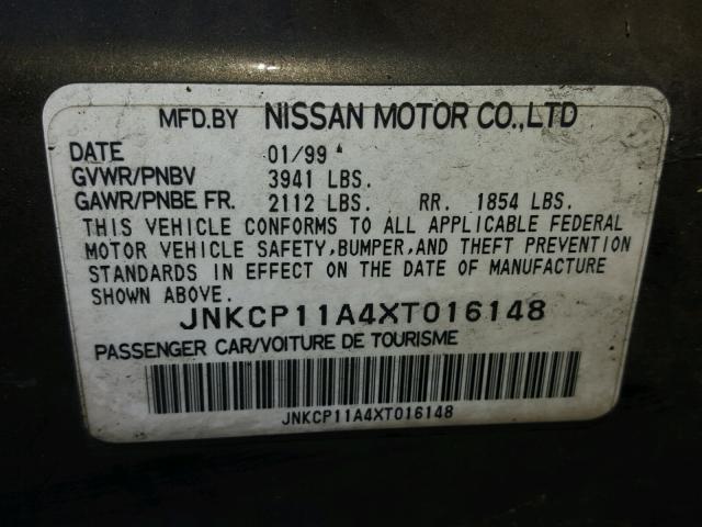 JNKCP11A4XT016148 - 1999 INFINITI G20 GRAY photo 10