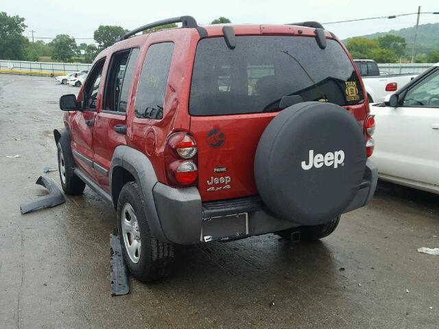 1J4GL48K67W574381 - 2007 JEEP LIBERTY SP RED photo 3