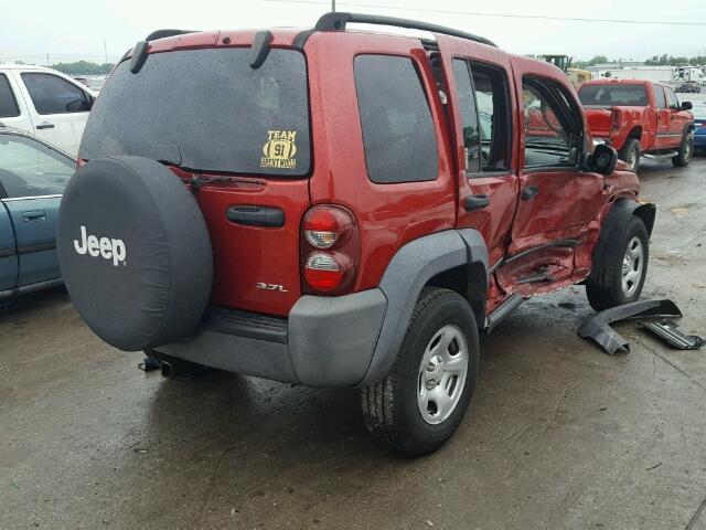 1J4GL48K67W574381 - 2007 JEEP LIBERTY SP RED photo 4