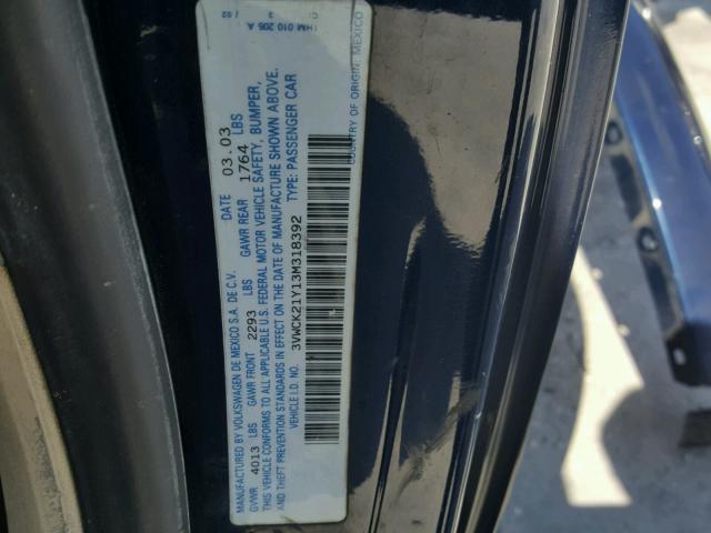 3VWCK21Y13M318392 - 2003 VOLKSWAGEN NEW BEETLE 蓝色 照片 10