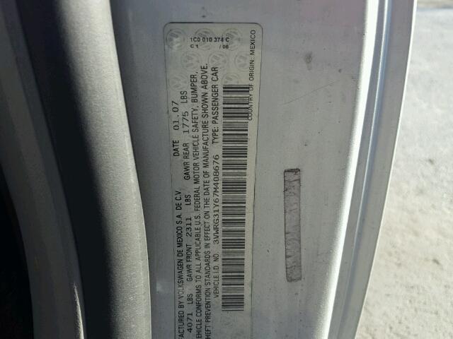 3VWRG31Y67M408676 - 2007 VOLKSWAGEN NEW BEETLE SILVER photo 10