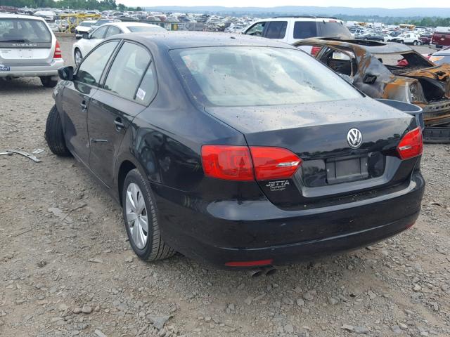 3VW2K7AJ6BM392367 - 2011 VOLKSWAGEN JETTA BASE BLACK photo 3