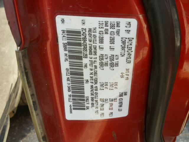 2C4GM68435R651259 - 2005 CHRYSLER PACIFICA T RED photo 10