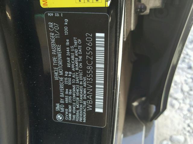 WBANV13558CZ59602 - 2008 BMW 528 XI BLACK photo 10